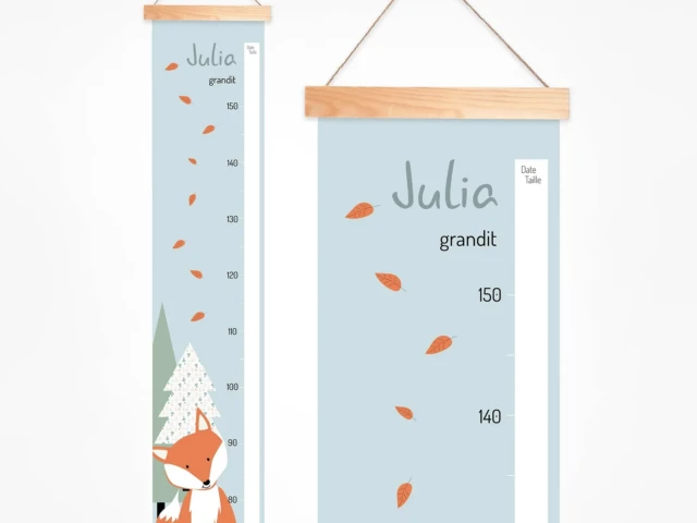 Atelier Baby’Sphère - Toise bébé personnalisée du petit renard de la forêt