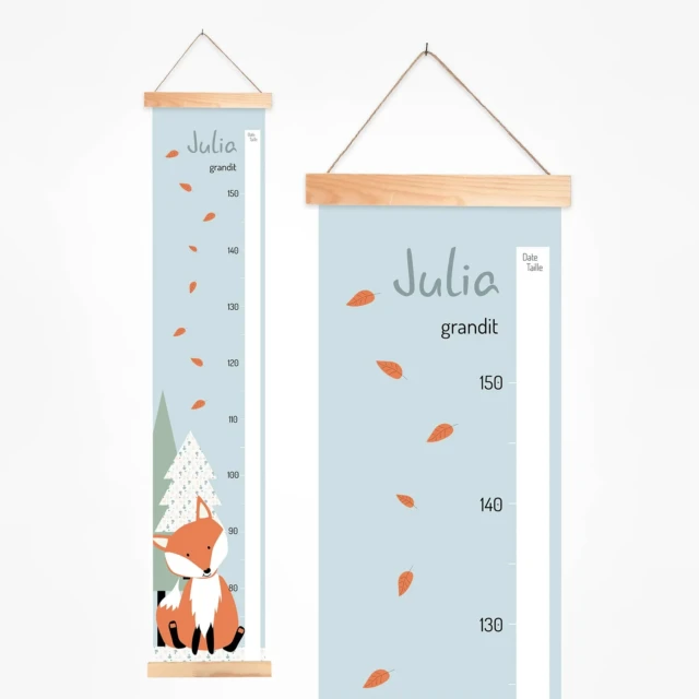 L’Atelier BABY’SPHERE - Toise bébé personnalisée du petit renard de la forêt