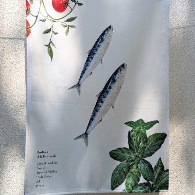 varek.illustrations - Torchon 100% coton : Les Sardines à La Provencale