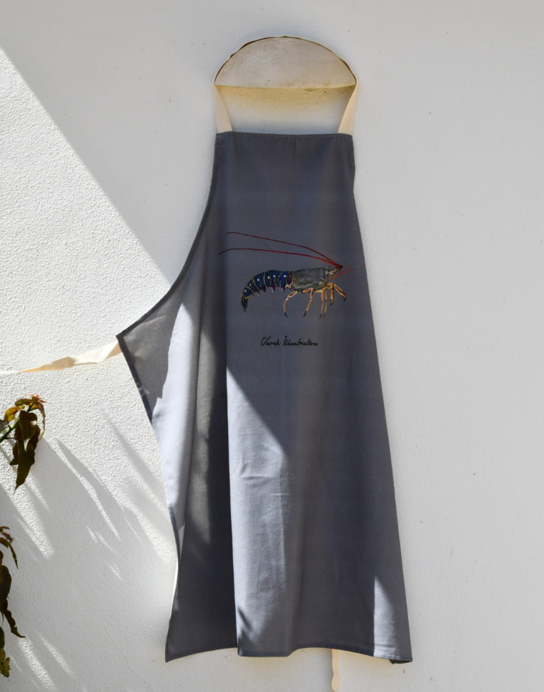 114 varek.illustrations - Tablier Taupe 100% coton : La Langouste