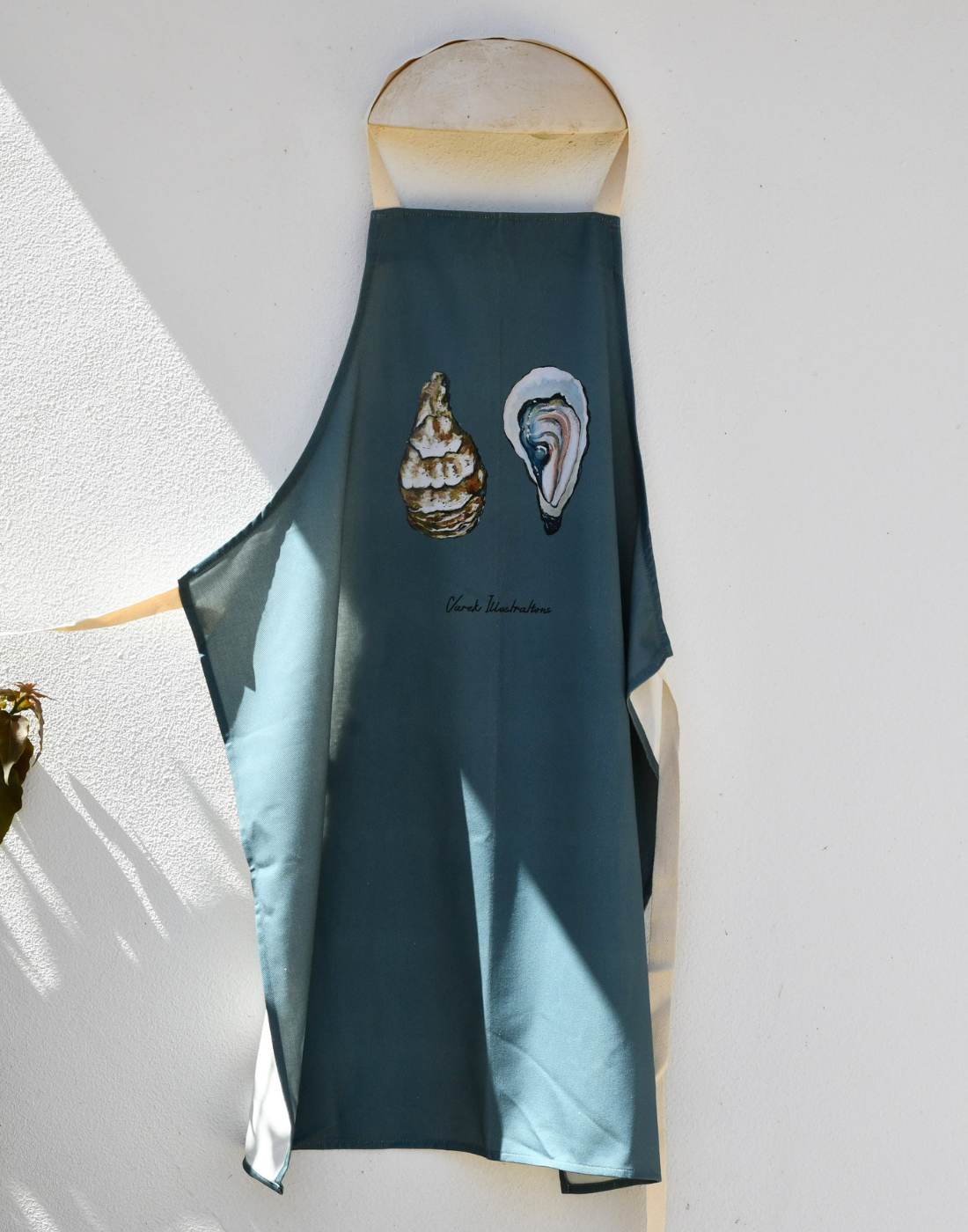 115 varek.illustrations - Tablier Bleu d'eau 100% coton : L'Huitre