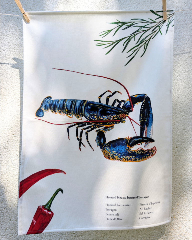 115 bef7dbb7 67c0 4487 be48 ed94fd6143ad varek.illustrations - Torchon 100% coton : Le Homard au beurre d'estragon