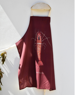 Varek Illustrations - Tablier Rouge brun 100% coton : La Crevette
