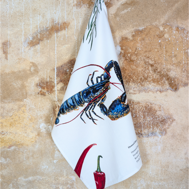 varek.illustrations - Torchon 100% coton : Le Homard au beurre d'estragon