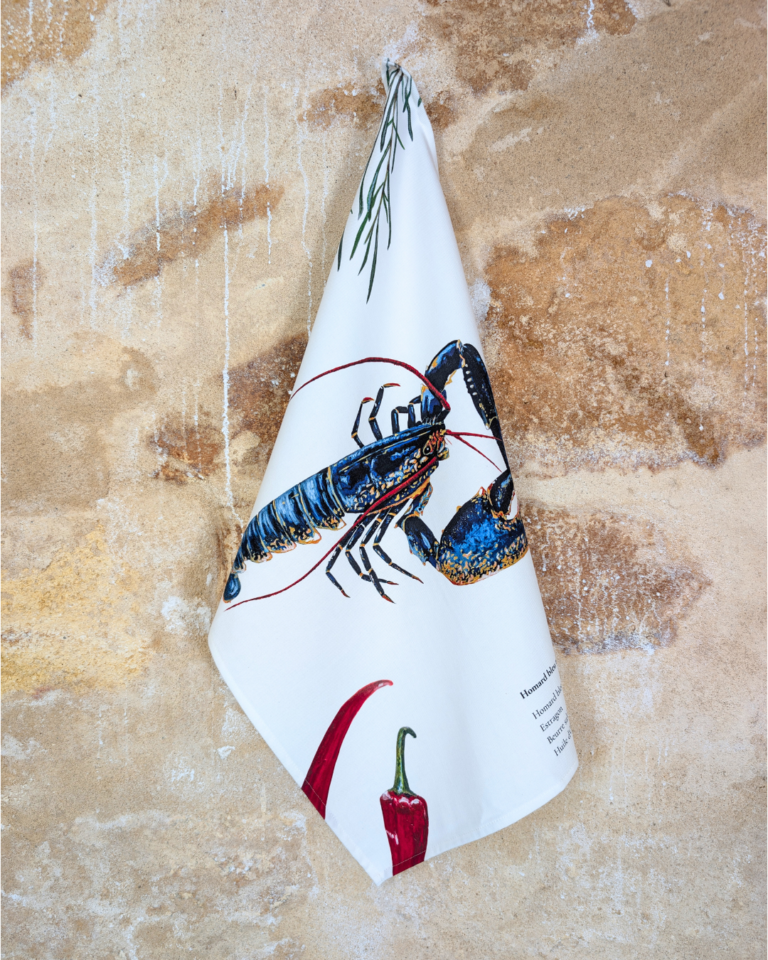 varek.illustrations - Torchon 100% coton : Le Homard au beurre d'estragon