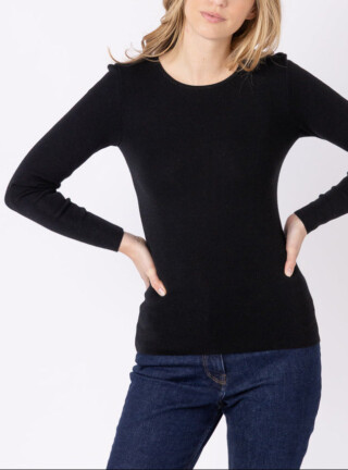 MAISON SOLFIN - Tee-shirt thermique manches longues femme en laine merinos noir