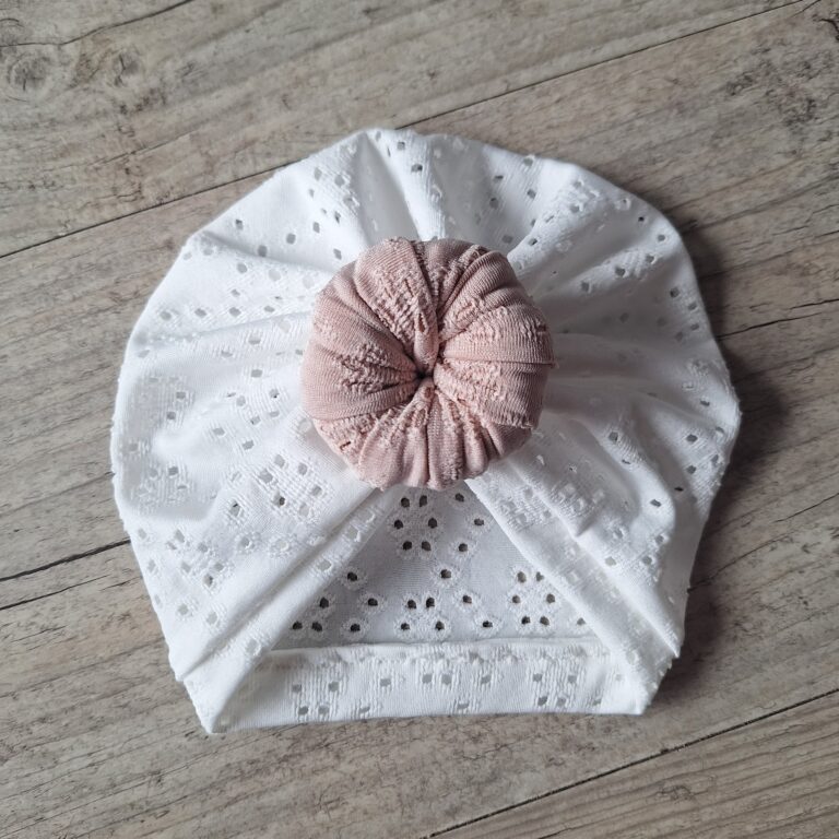 La Fabrique A DeDeuh - Turban Bébé – Jersey Ajouré Broderie Anglaise – Finition au Choix – Oeko-Tex – adulte