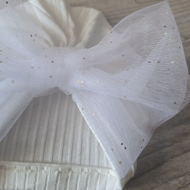 La Fabrique A DeDeuh - Turban Bonnet Bébé en Jersey de Coton – Grand Nœud en Tulle Pailleté – Fait Main & Oeko-Tex – Adulte