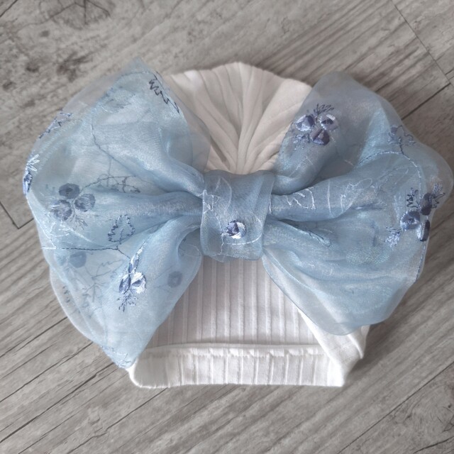La Fabrique A DeDeuh - Turban Bonnet Bébé en Jersey de Coton – Grand Nœud en Tulle Pailleté – Fait Main & Oeko-Tex – Adulte