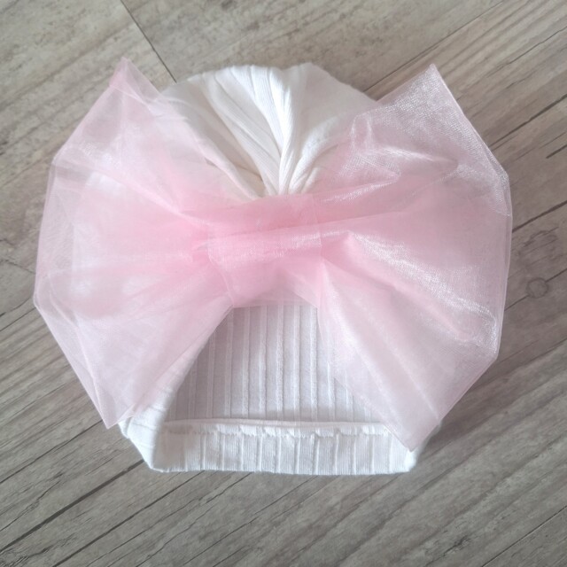 La Fabrique A DeDeuh - Turban Bonnet Bébé en Jersey de Coton – Grand Nœud en Tulle Pailleté – Fait Main & Oeko-Tex – Adulte