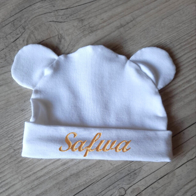 La Fabrique A DeDeuh - Bonnet Bébé Personnalisé – Oreilles d’Ours – Jersey de Coton Oeko-Tex – 18.24 mois
