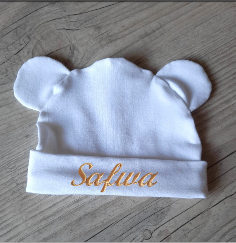 La Fabrique A DeDeuh - Bonnet Bébé Personnalisé – Oreilles d’Ours – Jersey de Coton Oeko-Tex – 18.24 mois
