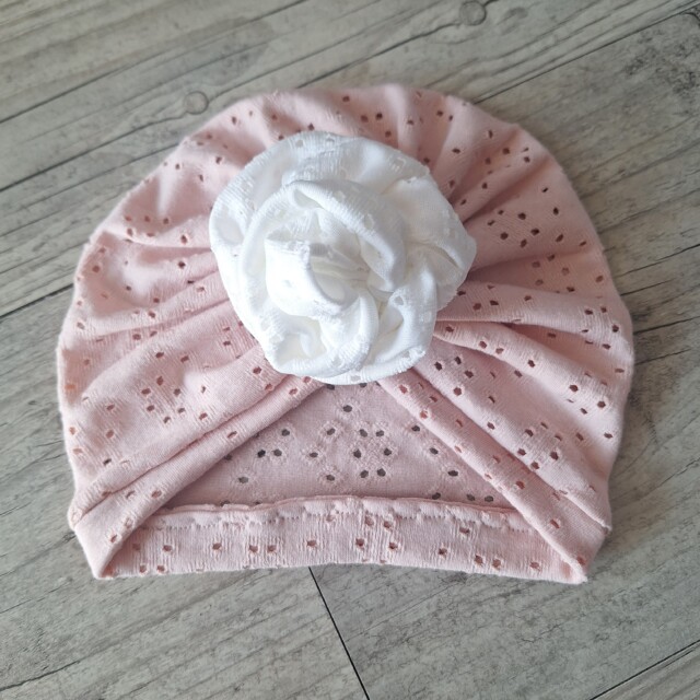 La Fabrique A DeDeuh - Turban Bonnet – Jersey Ajouré Broderie Anglaise – Finition au Choix – Oeko-Tex – adulte