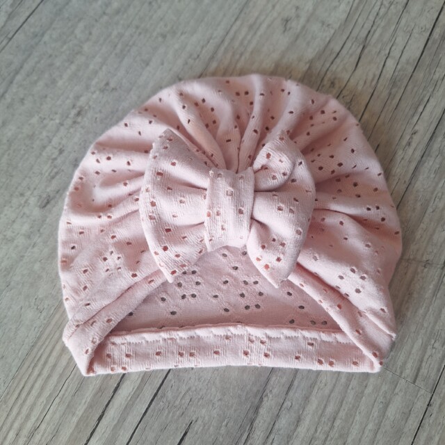 La Fabrique A DeDeuh - Turban Bonnet – Jersey Ajouré Broderie Anglaise – Finition au Choix – Oeko-Tex – adulte