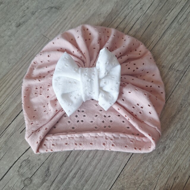 La Fabrique A DeDeuh - Turban Bonnet – Jersey Ajouré Broderie Anglaise – Finition au Choix – Oeko-Tex – adulte