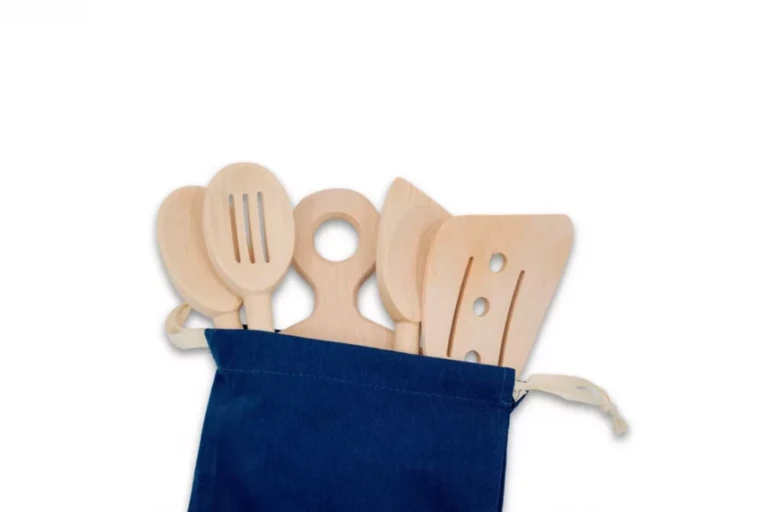 Fornezzo France - LOT 2 - Ensemble d’ustensiles de cuisine en bois – Naturel de l’Artisanat Française – rouge-rubix-gaucher
