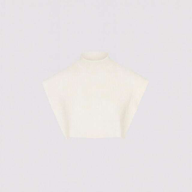 Maison-solfin - Col plastron mixte laine mérinos blanc naturel – U