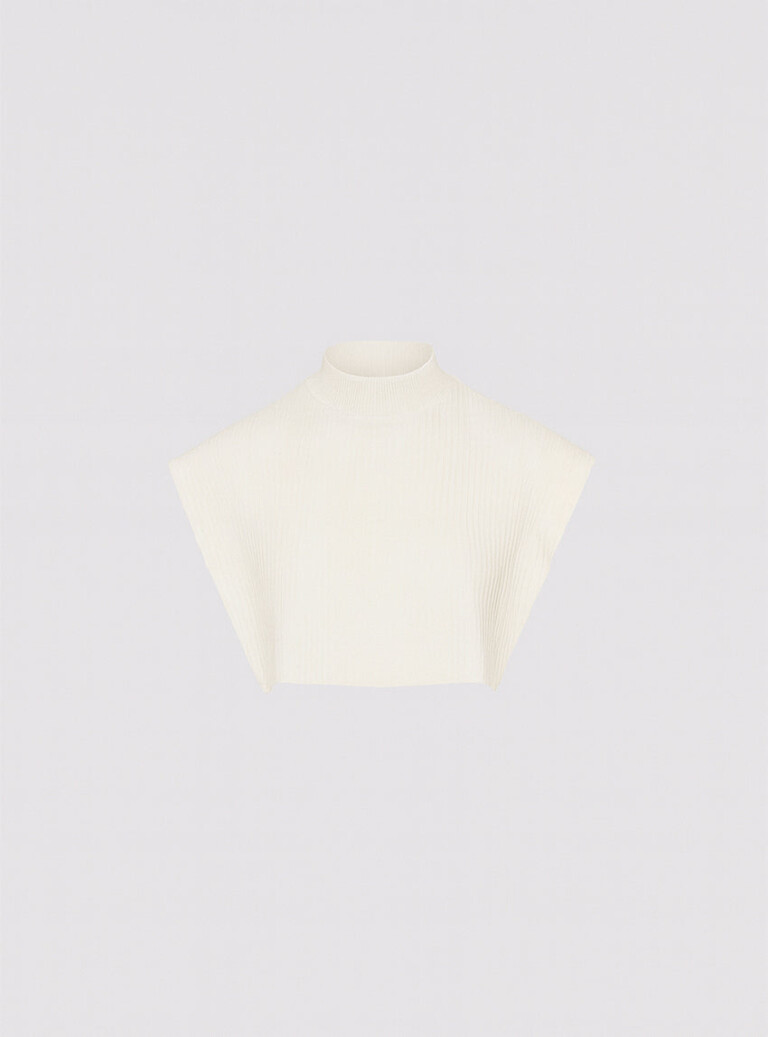 Maison-solfin - Col plastron mixte laine mérinos blanc naturel – U