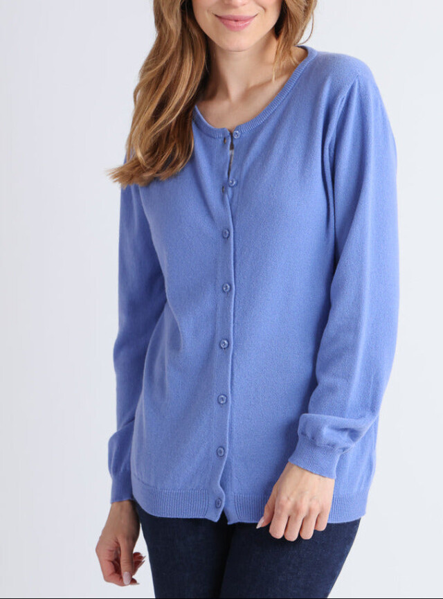 Cardigan femme en cachemire bleu par la marque MAISON SOLFIN MAISON SOLFIN - Cardigan femme en cachemire bleu
