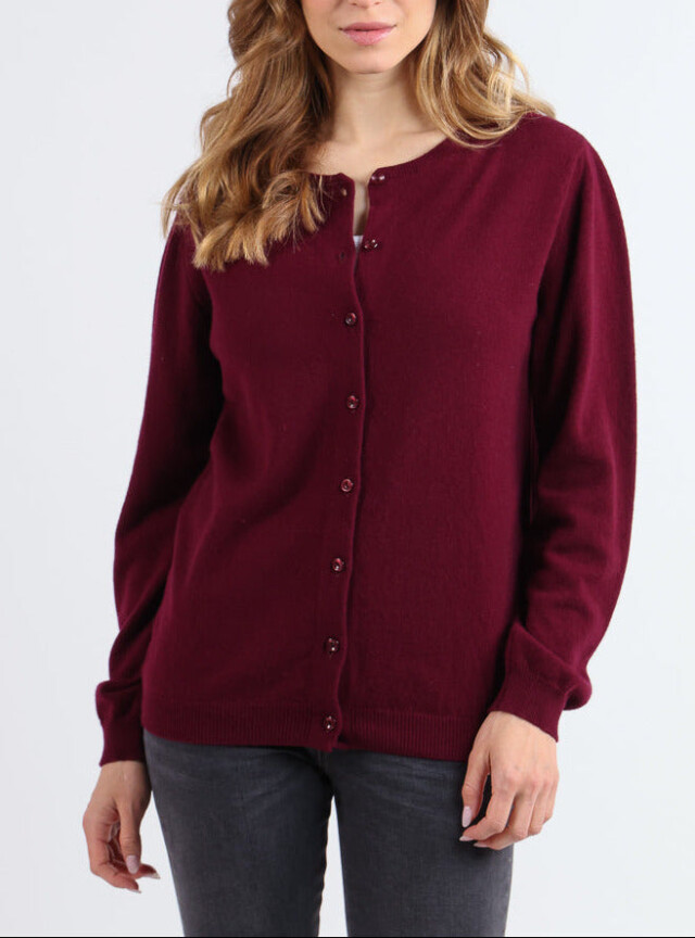 MAISON SOLFIN - Cardigan femme en cachemire rouge grenat