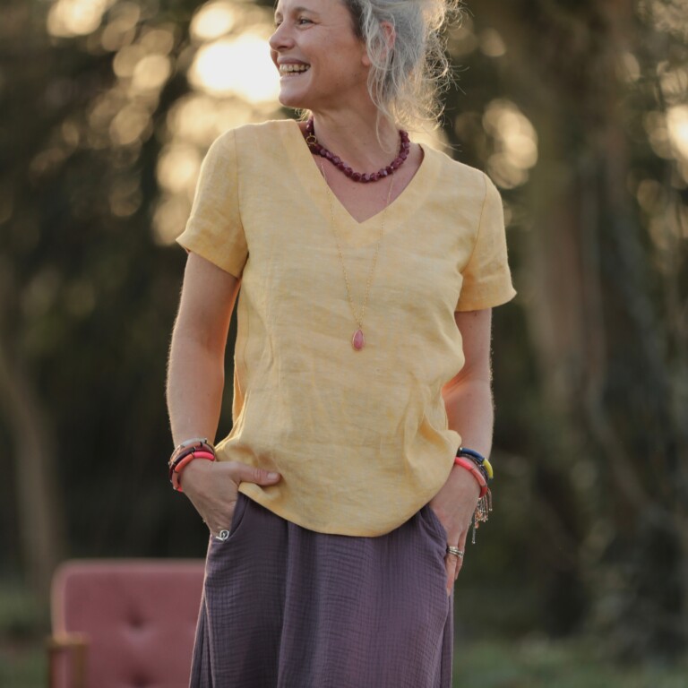 Meta SS25 - Blouse Nila - Lin chiné jaune doux – XXL
