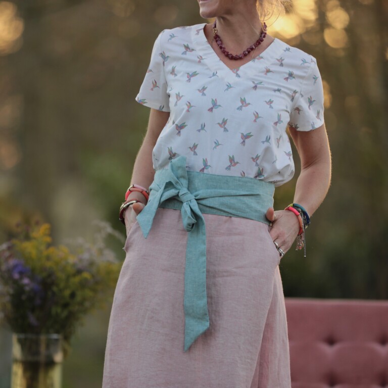 5A9A3527 Quintessence - Ceinture Anita - lin chiné bleu doux