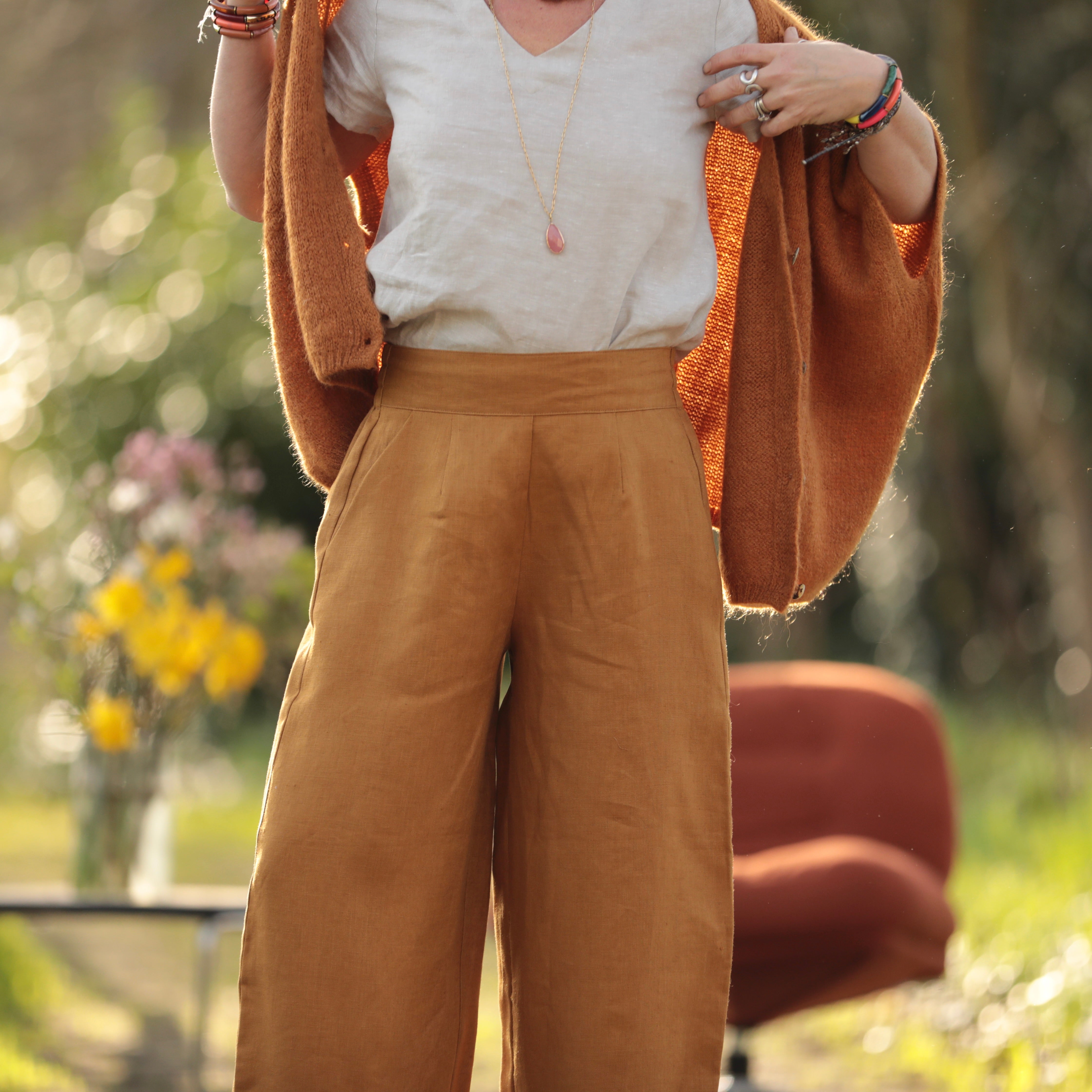 Quintessence - Pantalon Briac - lin ocre – XXL