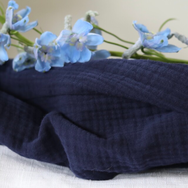 Meta SS25 - Boléro Ange - Double gaze de coton bleu nuit – XXXL