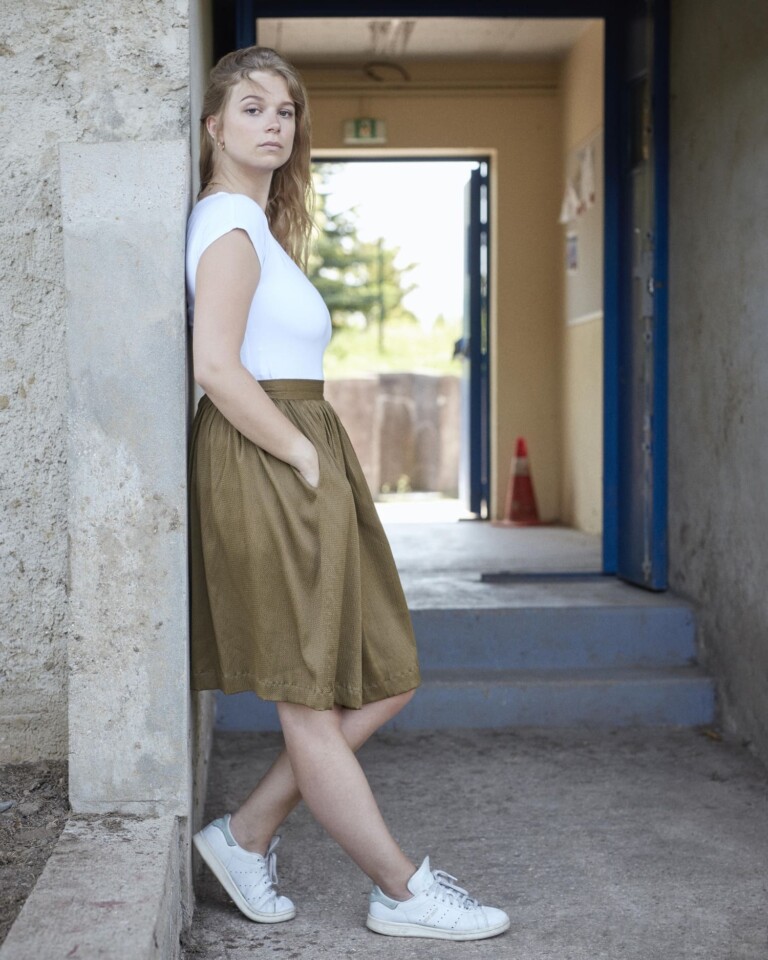 5 Ecclo collection printemps 2020 jupe kaki et t shirt blanc echancre recycle upcycle made in france 2 1 ECCLO - Jupe froncée kaki – 34