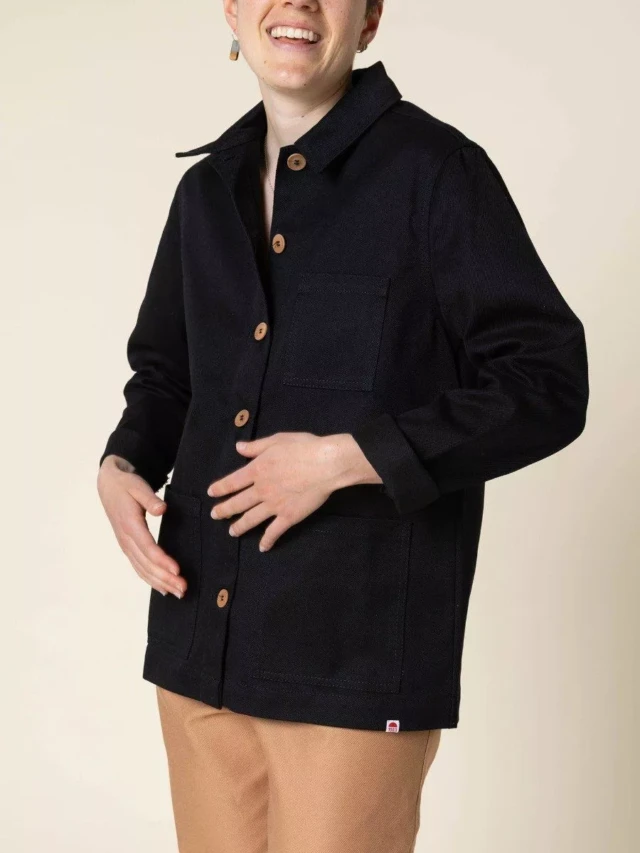 1083 - VESTE DE TRAVAIL DROITE 603 coton bio superdenim noir femme