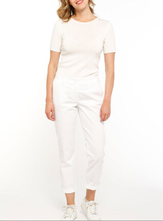 MAISON SOLFIN - Pantalon chino femme en coton blanc