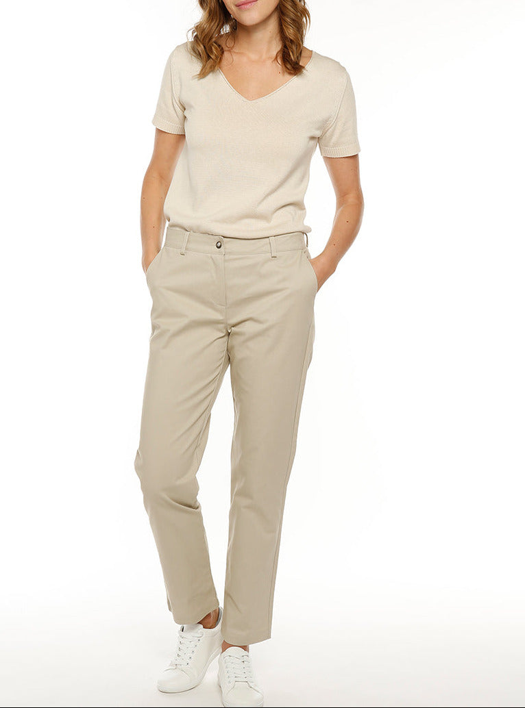 6666 BCL 1 pantalon chino femme beige clair Maison-solfin - Pantalon chino femme coton beige clair – 52