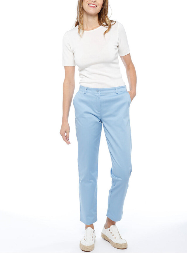 Pantalon chino femme en coton bleu par la marque MAISON SOLFIN MAISON SOLFIN - Pantalon chino femme en coton bleu