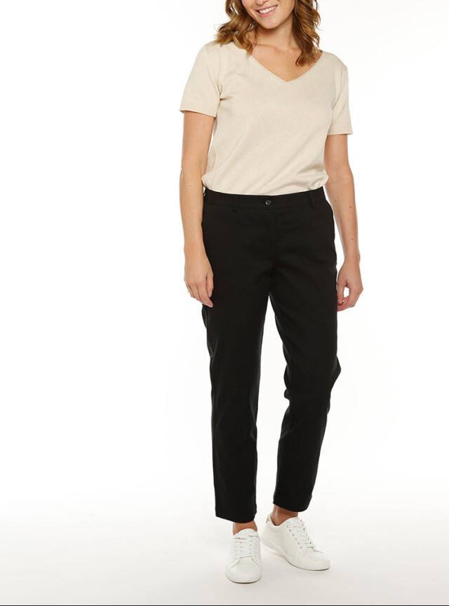 Pantalon chino femme en coton noir par la marque MAISON SOLFIN MAISON SOLFIN - Pantalon chino femme en coton noir