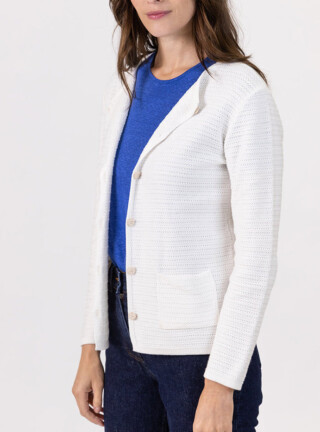 MAISON SOLFIN - Cardigan femme en coton blanc crème