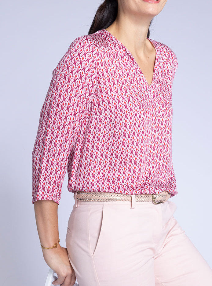 6993 rose 2 Maison Solfin - Blouse femme viscose rose – 44