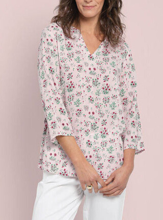 MAISON SOLFIN - Blouse femme viscose rose léger