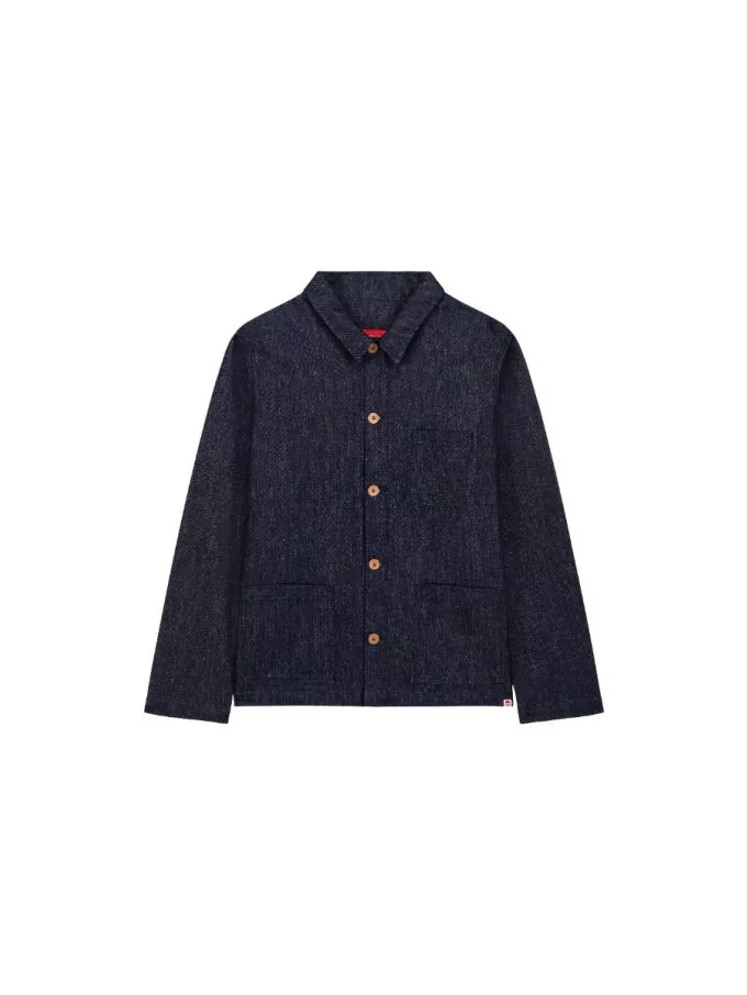 703 veste de travail sup indigo 1083 - VESTE DE TRAVAIL 703 droite coton bio carde superdenim Indigo brut