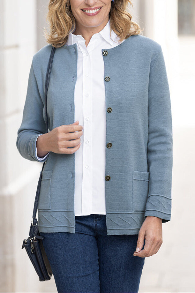 MAISON SOLFIN - Veste longue en laine – BLEU RIVIERE