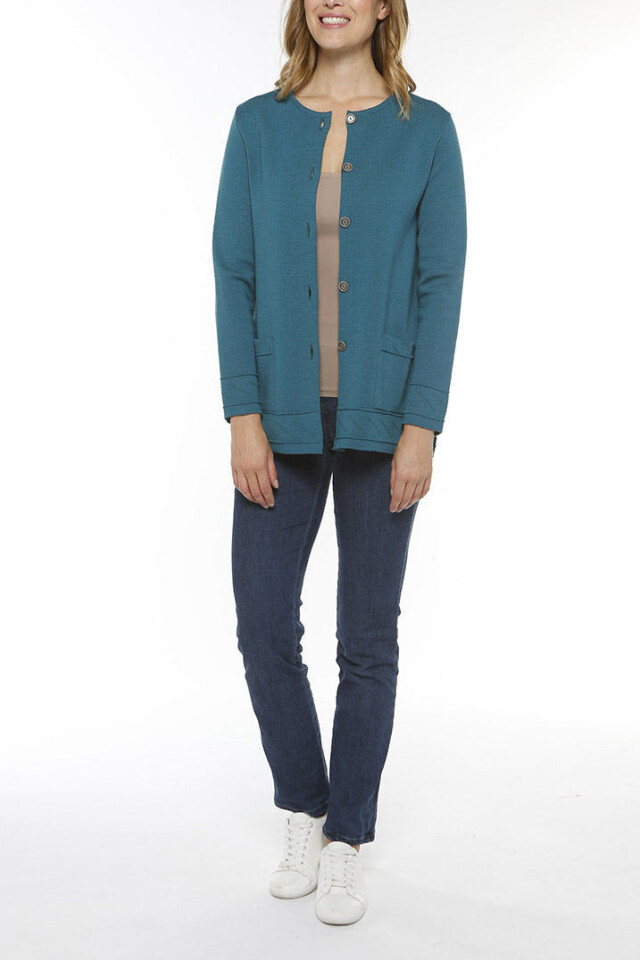 Veste longue en laine – VERT AUTOMNE par la marque MAISON SOLFIN MAISON SOLFIN - Veste longue en laine – VERT AUTOMNE