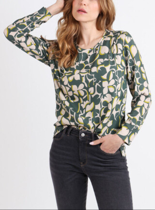 MAISON SOLFIN - Blouse femme imprimé 100% viscose imprimé vert