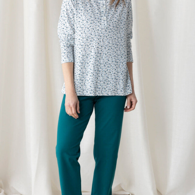 Maison Solfin - Pyjama femme en maille jersey sapins verts – 4