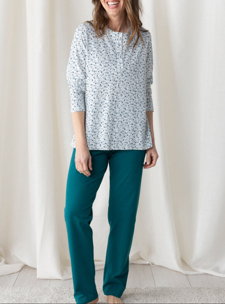 Maison Solfin - Pyjama femme en maille jersey sapins verts – 4