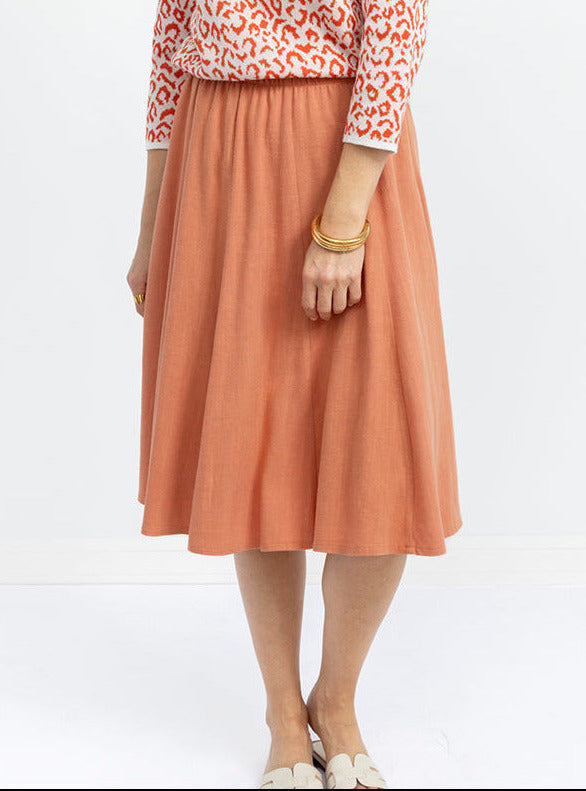 Jupe à panneaux femme orange terracotta par la marque MAISON SOLFIN MAISON SOLFIN - Jupe à panneaux femme orange terracotta