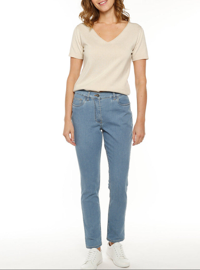 Jean femme coupe droite bleu clair par la marque MAISON SOLFIN MAISON SOLFIN - Jean femme coupe droite bleu clair