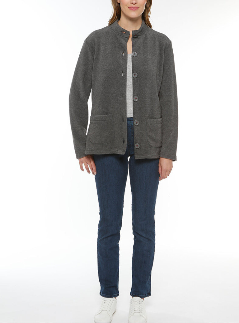 Maison Solfin - Veste polaire femme col montant gris anthracite – 2