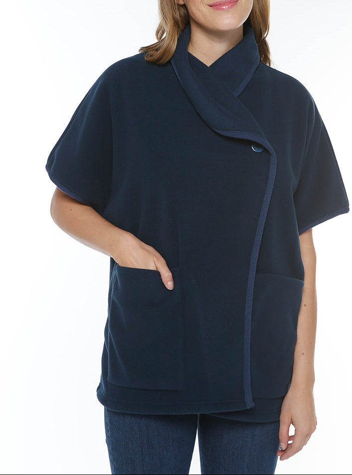 7384 MAR 1 cape femme polyester bleu marine Maison-solfin - Cape femme bleu marine fabriquée en France – 5