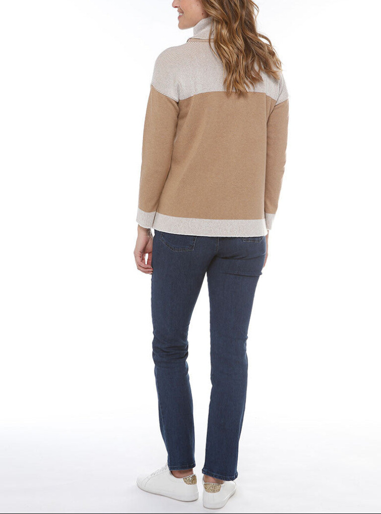 Maison Solfin - Pull col roulé en laine beige – 44/46