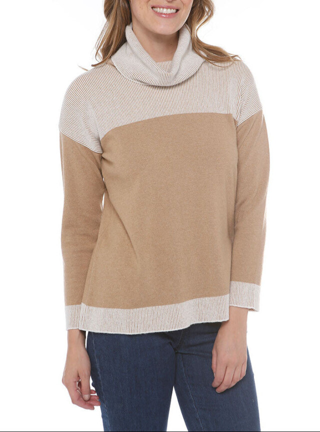 Pull col roulé en laine beige par la marque MAISON SOLFIN MAISON SOLFIN - Pull col roulé en laine beige