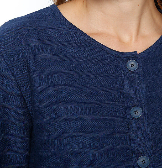 Maison Solfin - Cardigan femme en coton bleu marine – 48